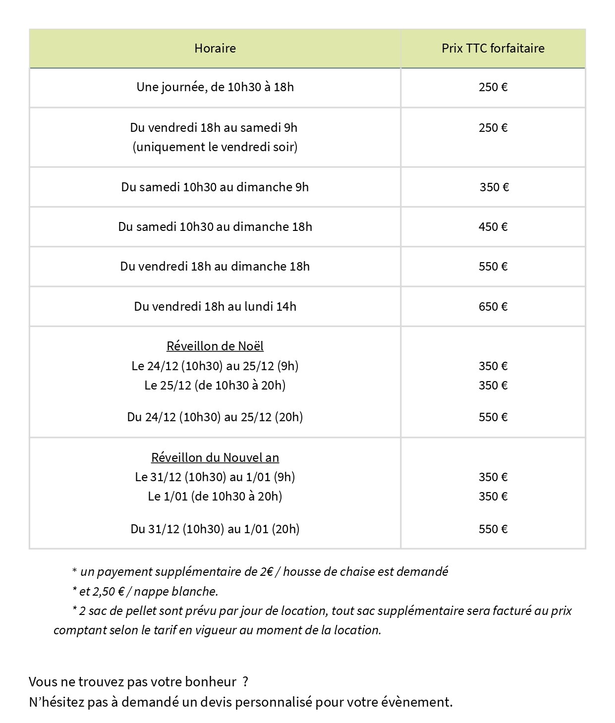 tarif location salle