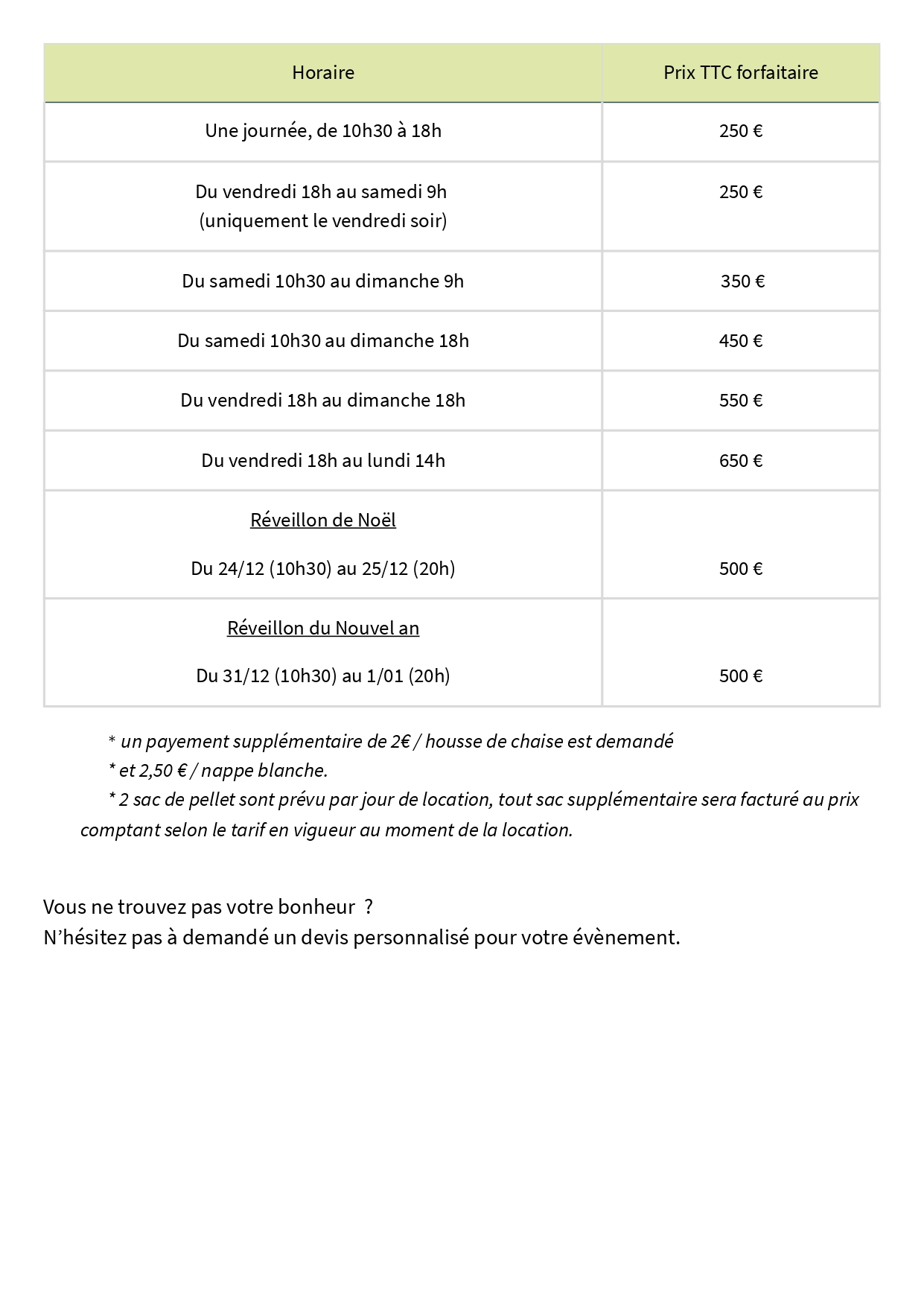 tarif location salle
